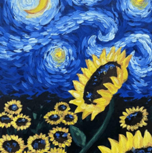 Sevilla: Wine Gogh Glow Academy Paint and Sip Classes - Following the example or painting your own idea