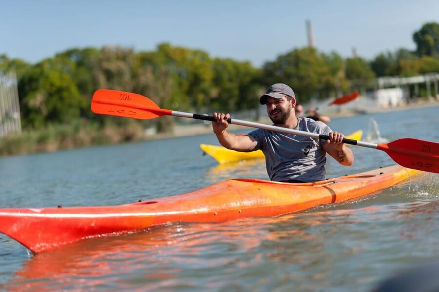Seville:Guadalquivir River Kayak Tour - Torre Sevilla and the first river views